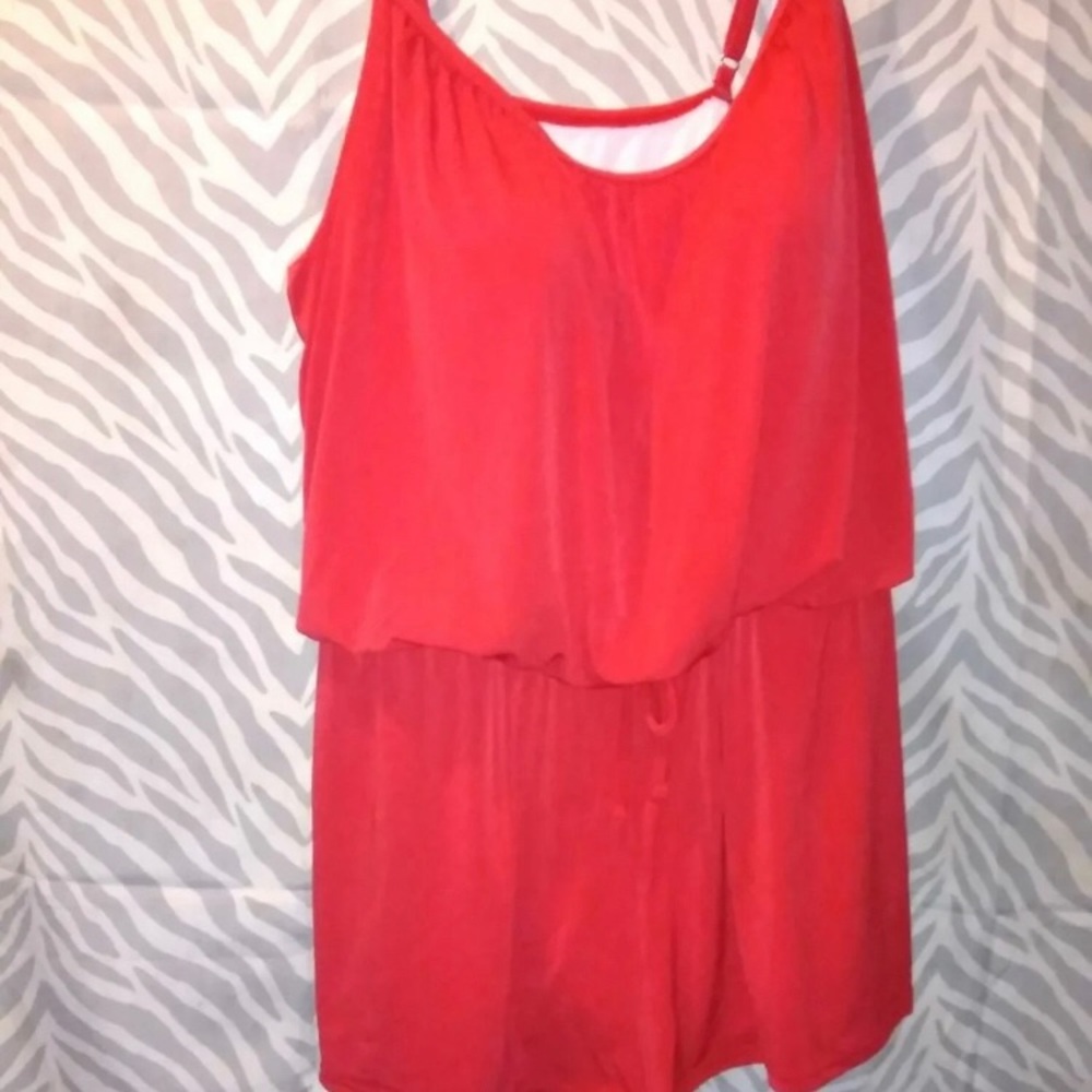 Red swim romper